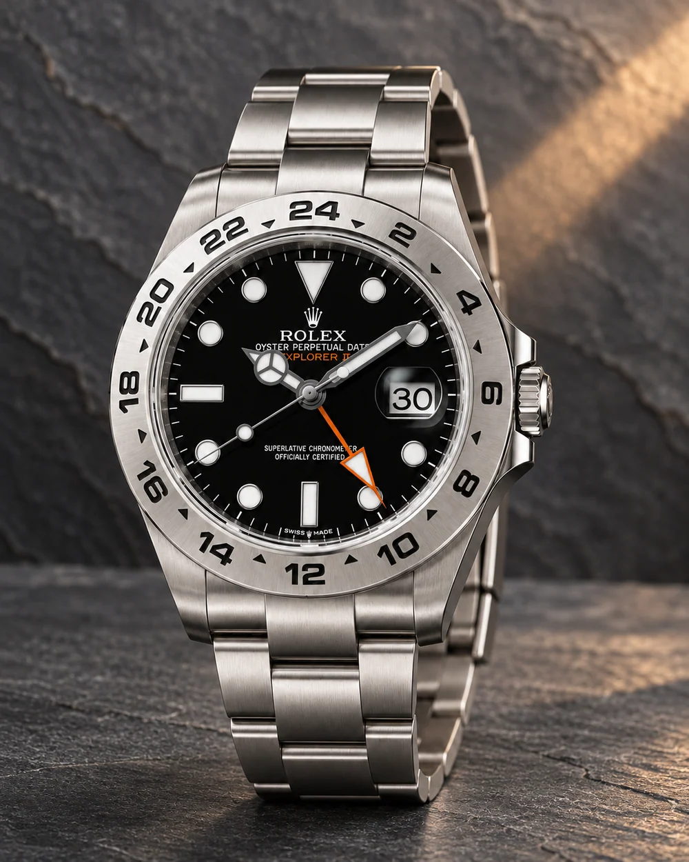 Rolex Explorer II, Branco, em composição de estúdio