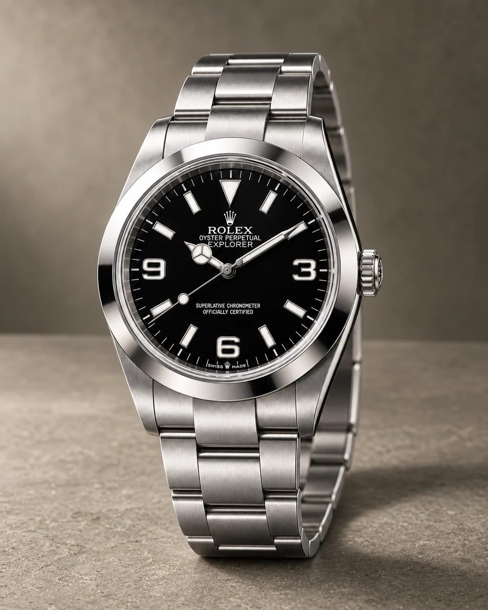 Rolex Explorer, Preto, em composição de estúdio